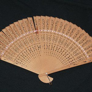 Vintage wooden hand fan - estate